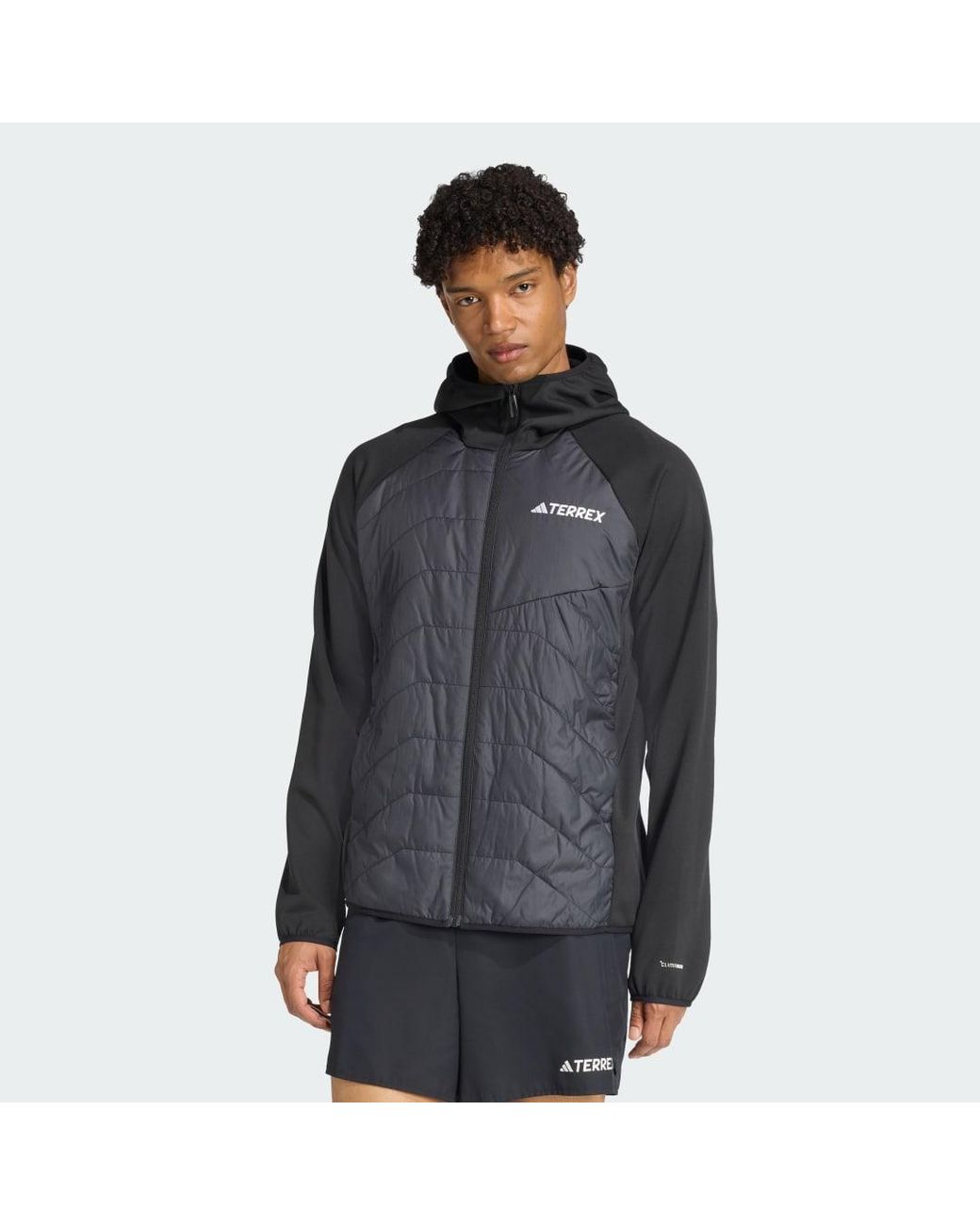 Adidas Gray Terrex Multi Climawarm Insulated Hybrid Hooded Jacket for men