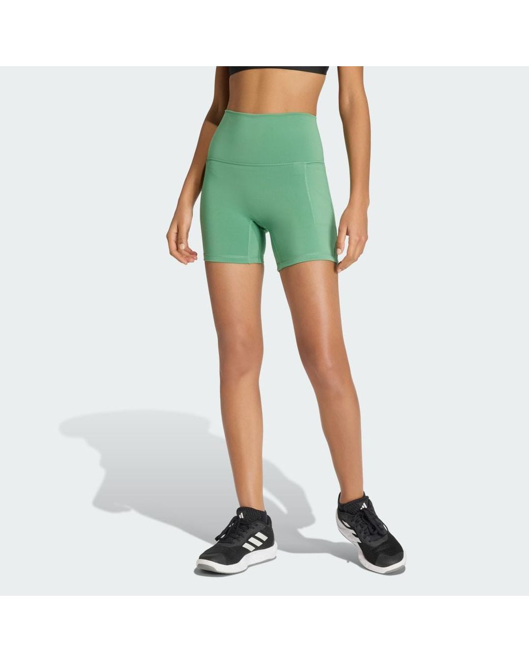 Adidas Green 3 Stripes Studio All Me Booty Short Leggings