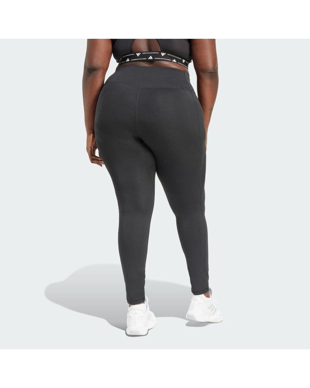 Adidas Gray Optime Essentials Stash Pocket Full-Length Leggings (Plus Size)