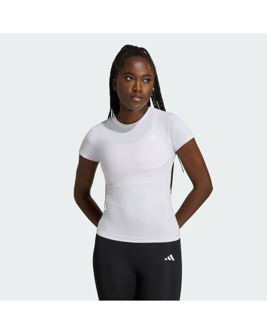 Adidas White Primelift Essentials Workout Contour T-Shirt