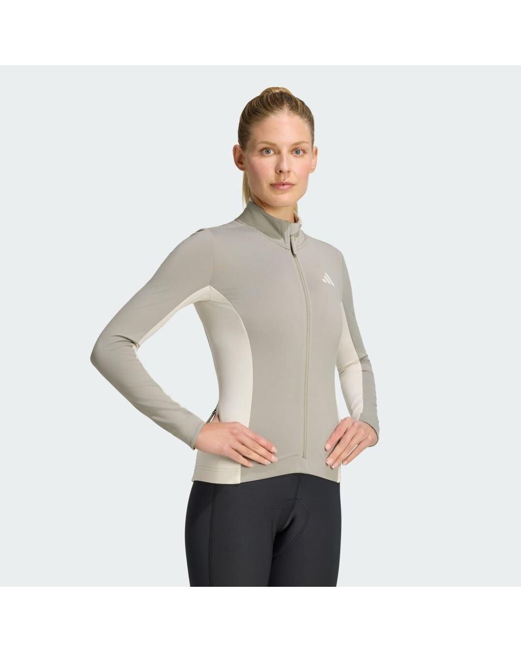 Adidas Gray Tempo 3-Stripes Longsleeve Cycling Jersey