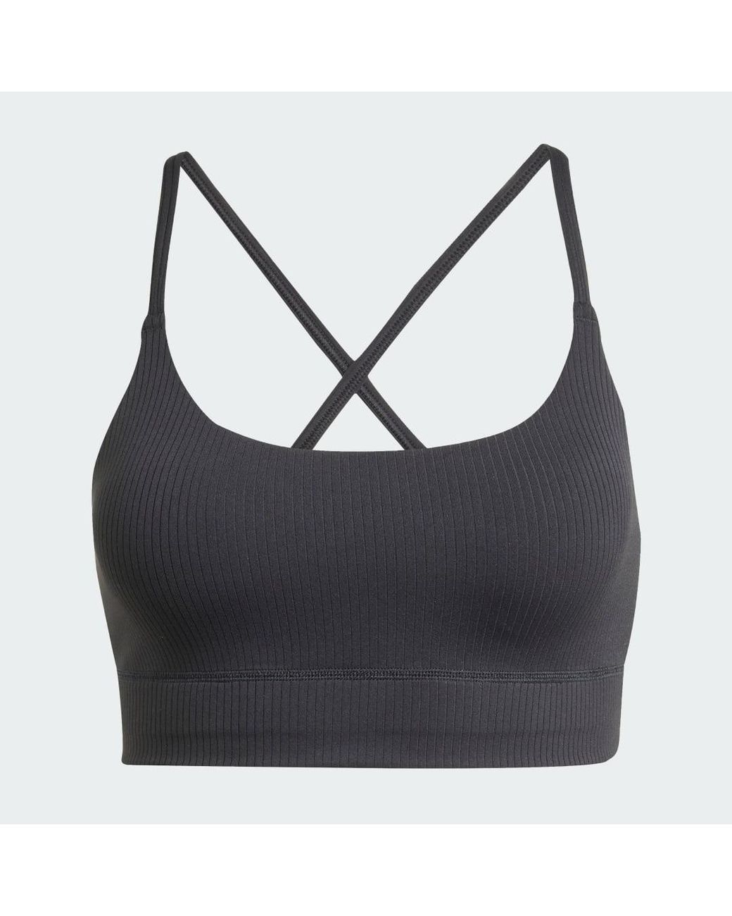 Adidas Black All Me Light Support Rib Bra Long Line Bra