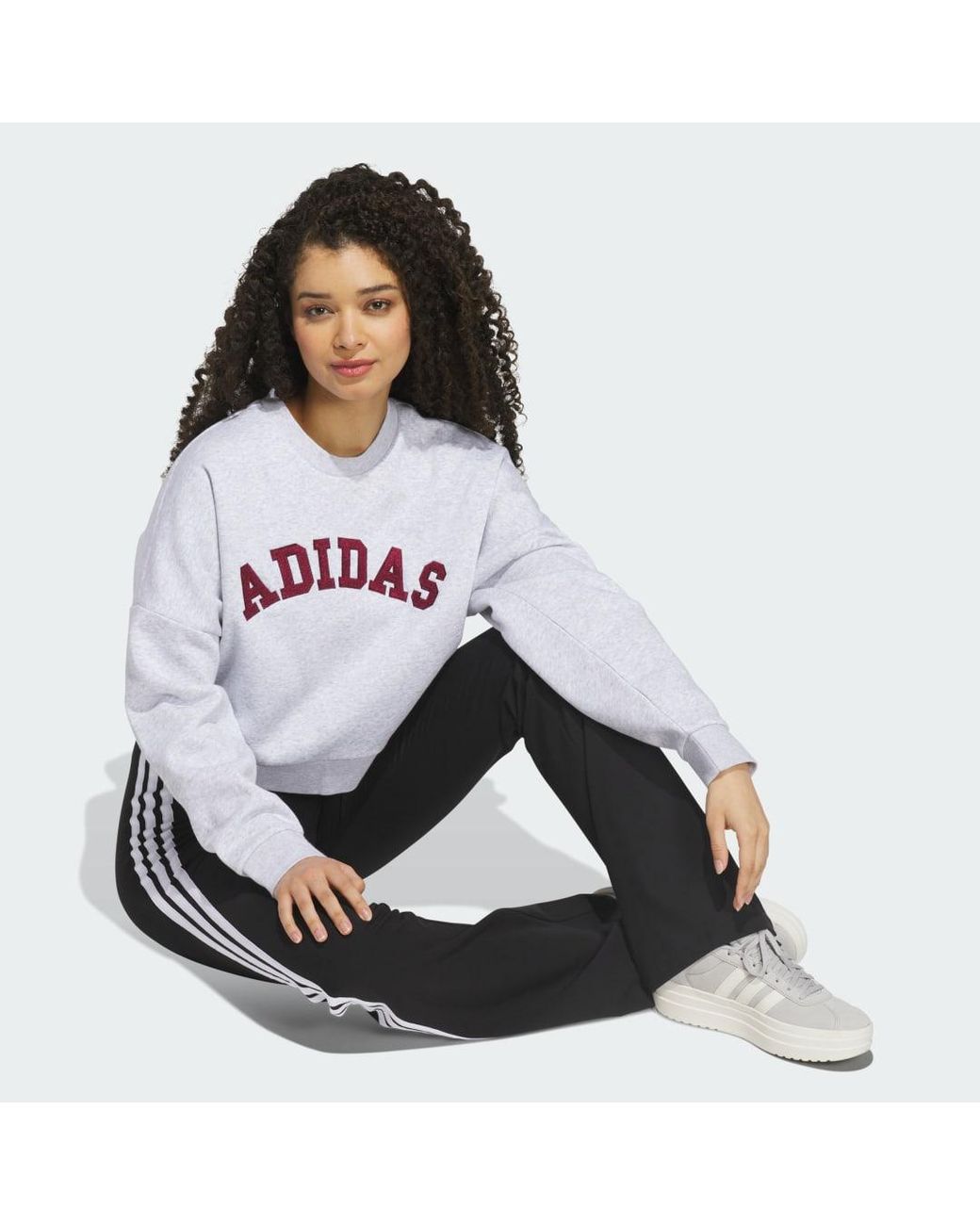 Adidas White Chenille Logo Graphic Sweatshirt