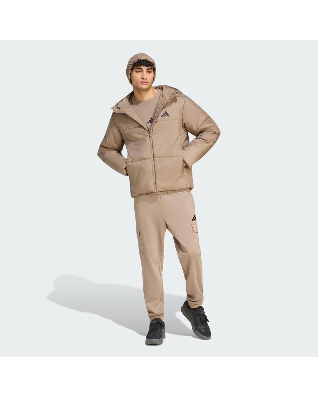 Adidas Brown Essentials Highloft Insulated Puffer Jacket for men