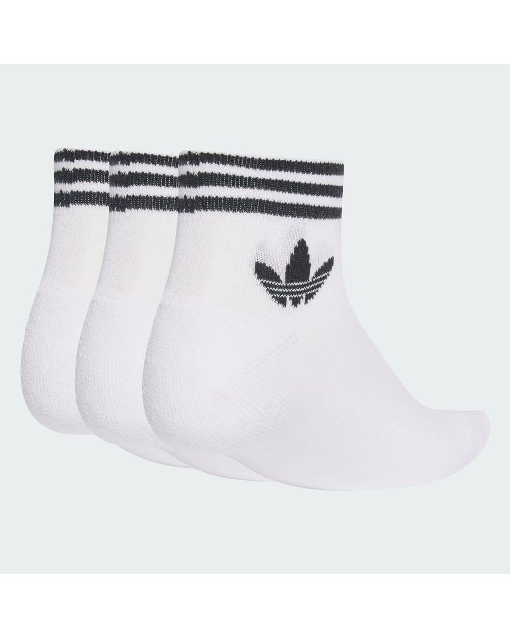 Adidas White Trefoil Ankle Socks 3 Pairs