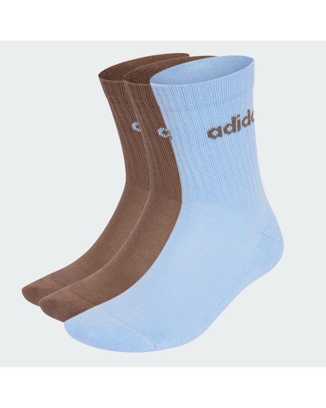 Adidas Blue Linear Crew Cushioned Socks 3 Pairs