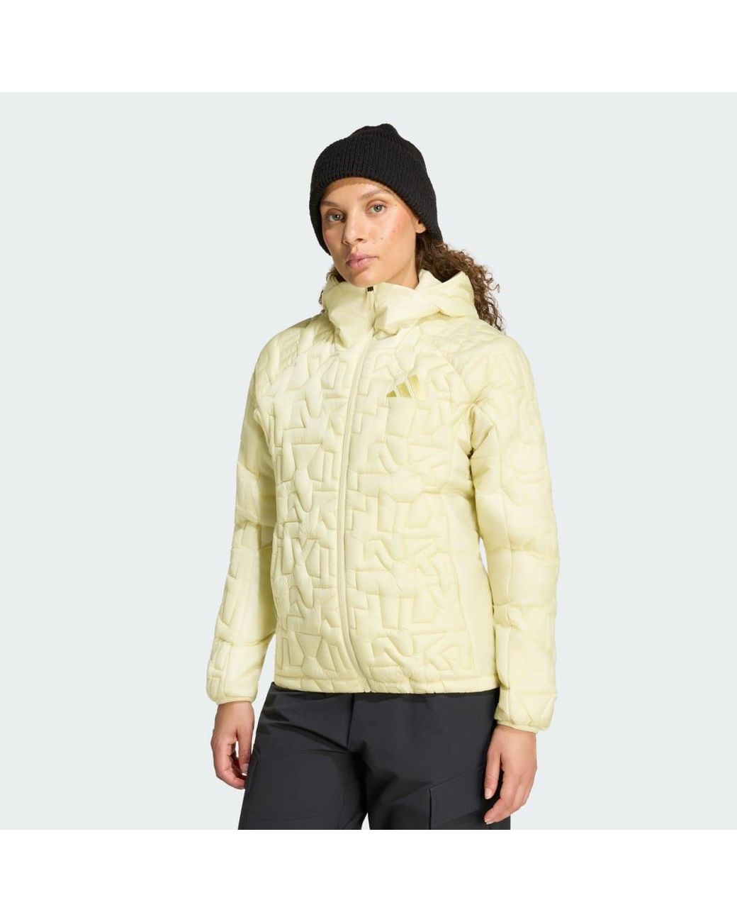 Adidas Yellow Terrex Xperior Primaloft Loose Fill Insulated Hooded Jacket