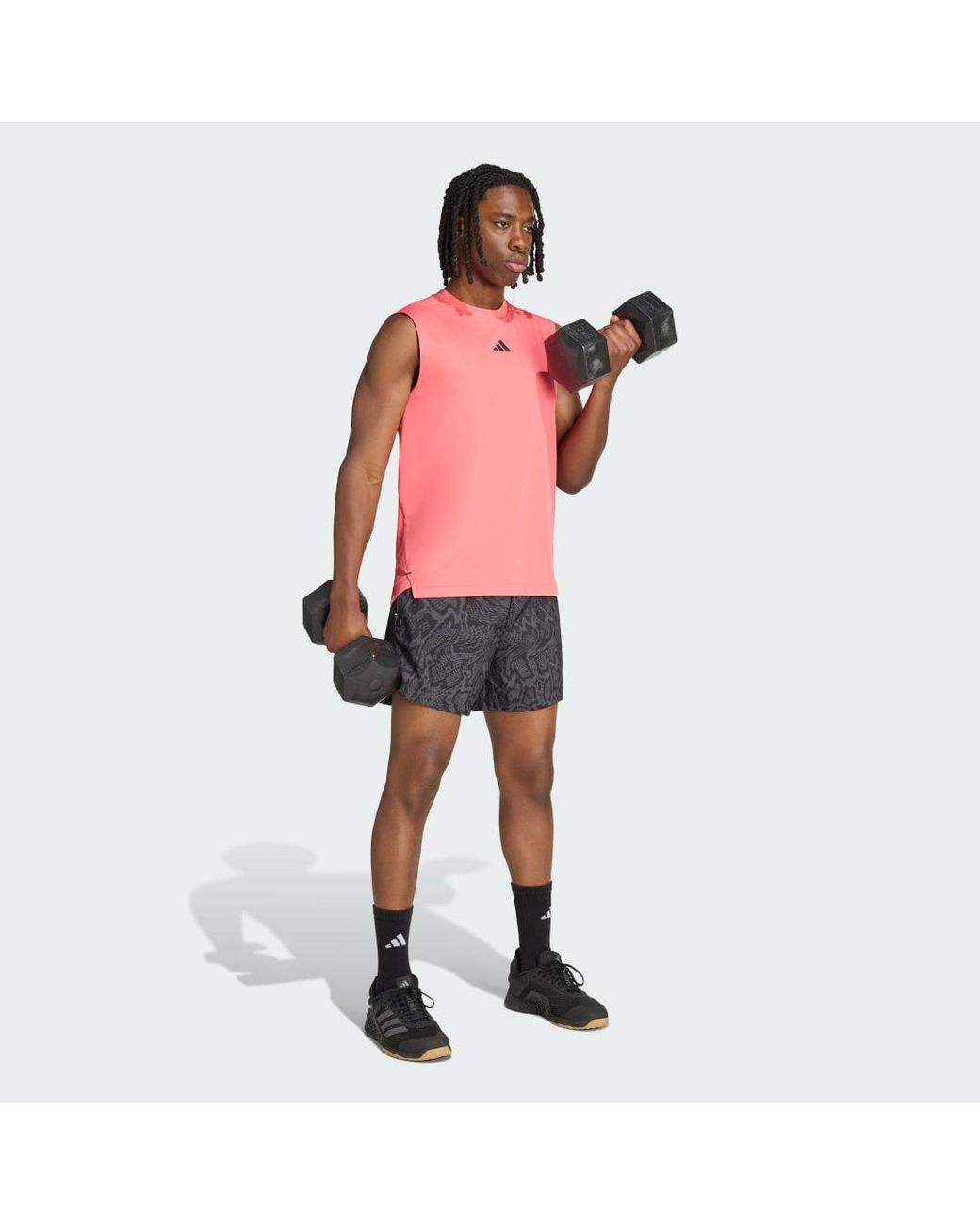 Adidas Pink D4T Primelift 3 Stripes Tank Top for men