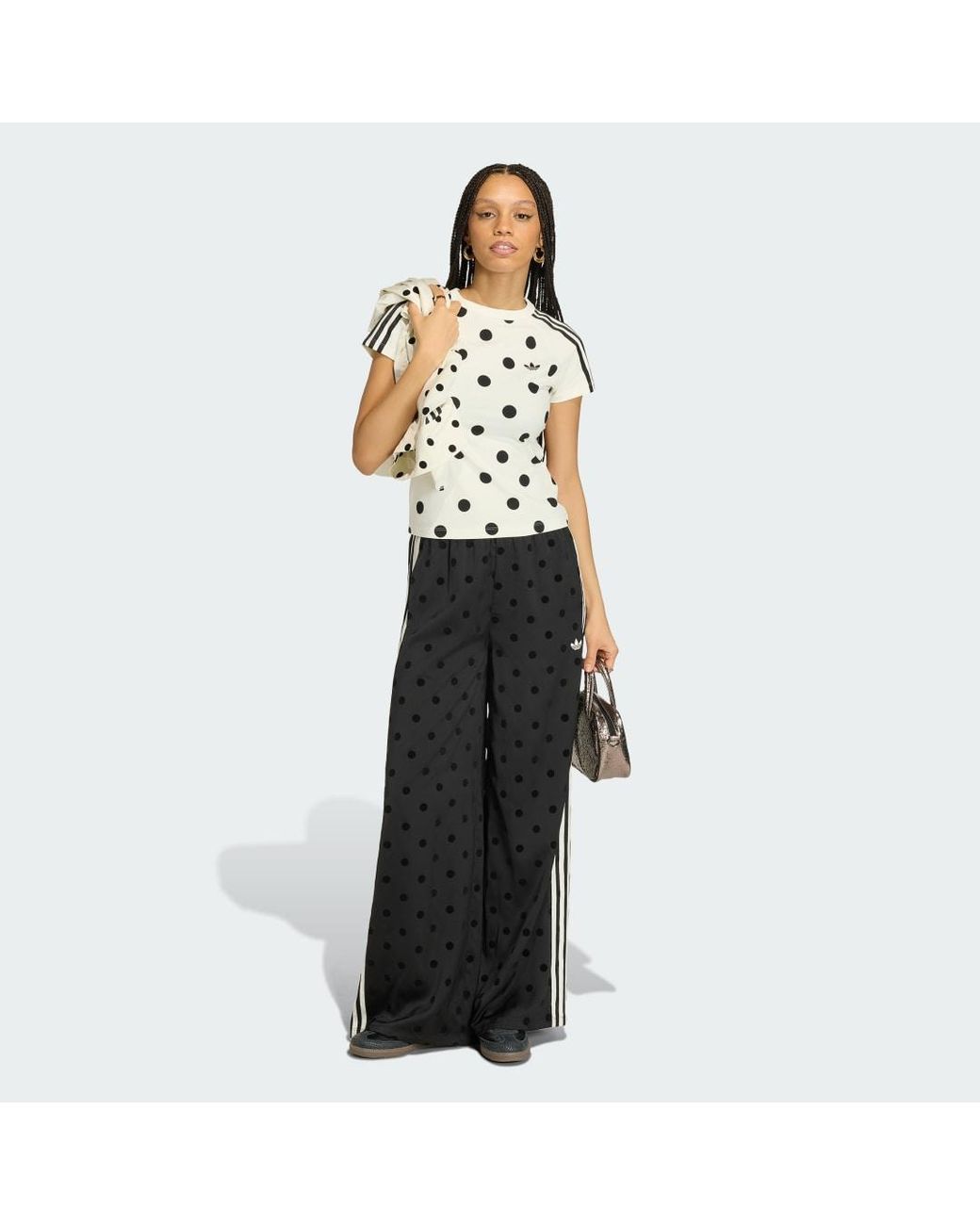 adidas Satin Polka Dots Wide Leg Pant in Black | Lyst UK