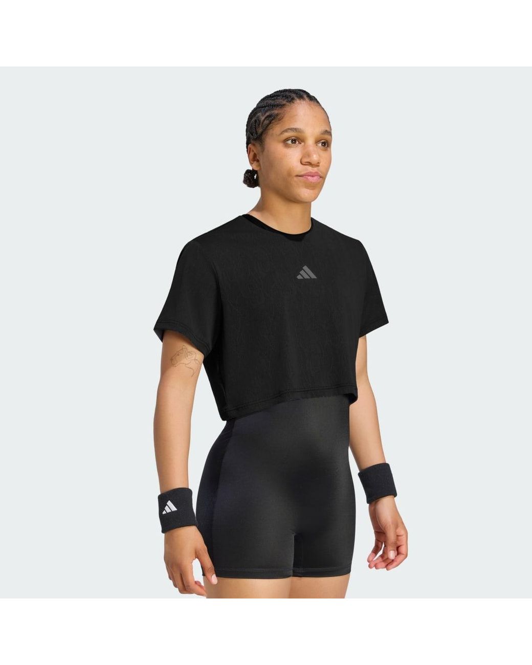 Adidas Black Tennis Climacool Lace Crop T-Shirt Pro