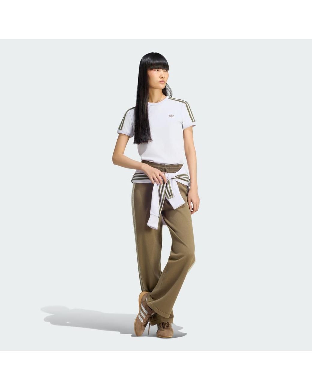 Adidas White 3 Stripes Slim T-Shirt