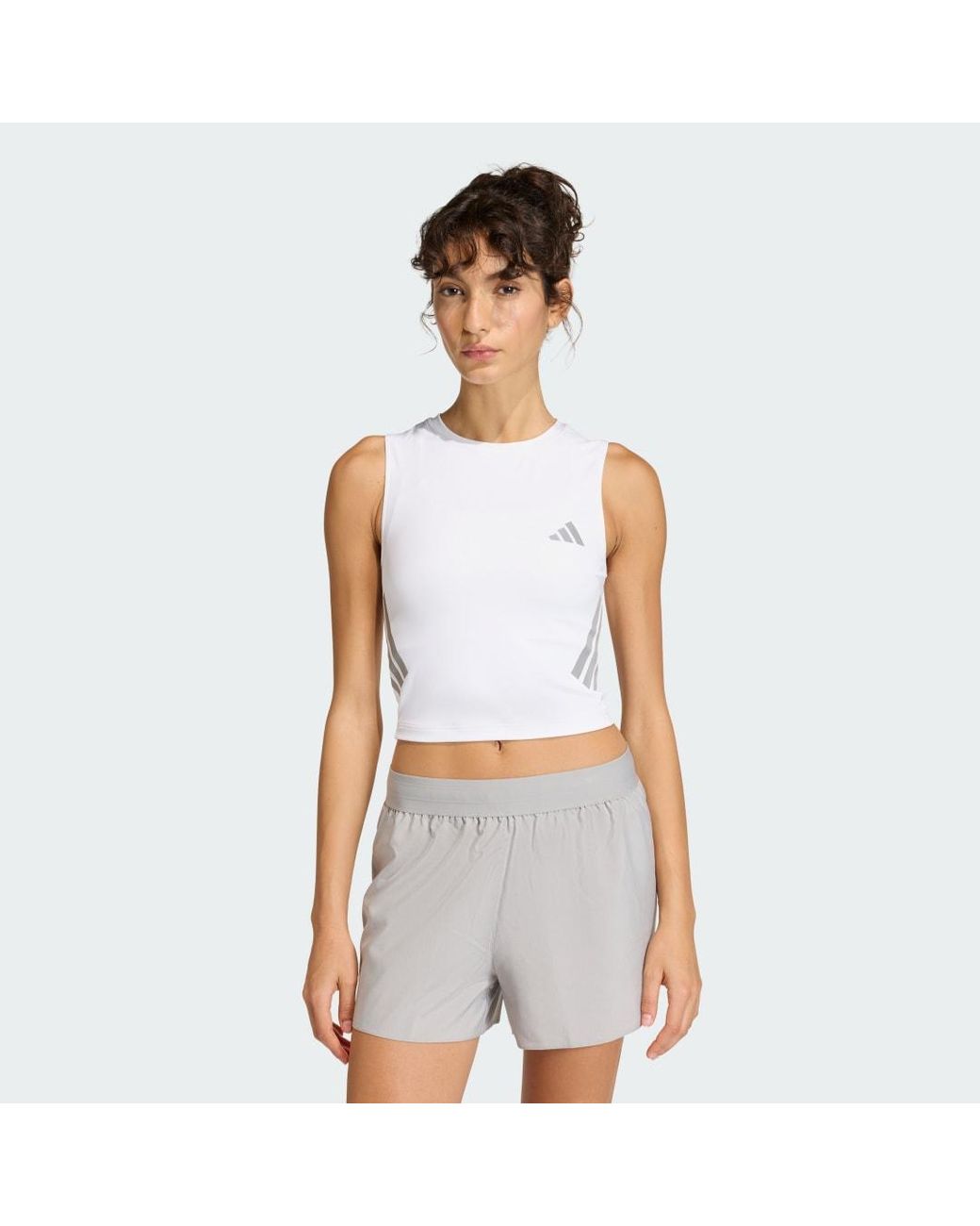 Adidas White Adi365 Iconic Running Crop Tank Top