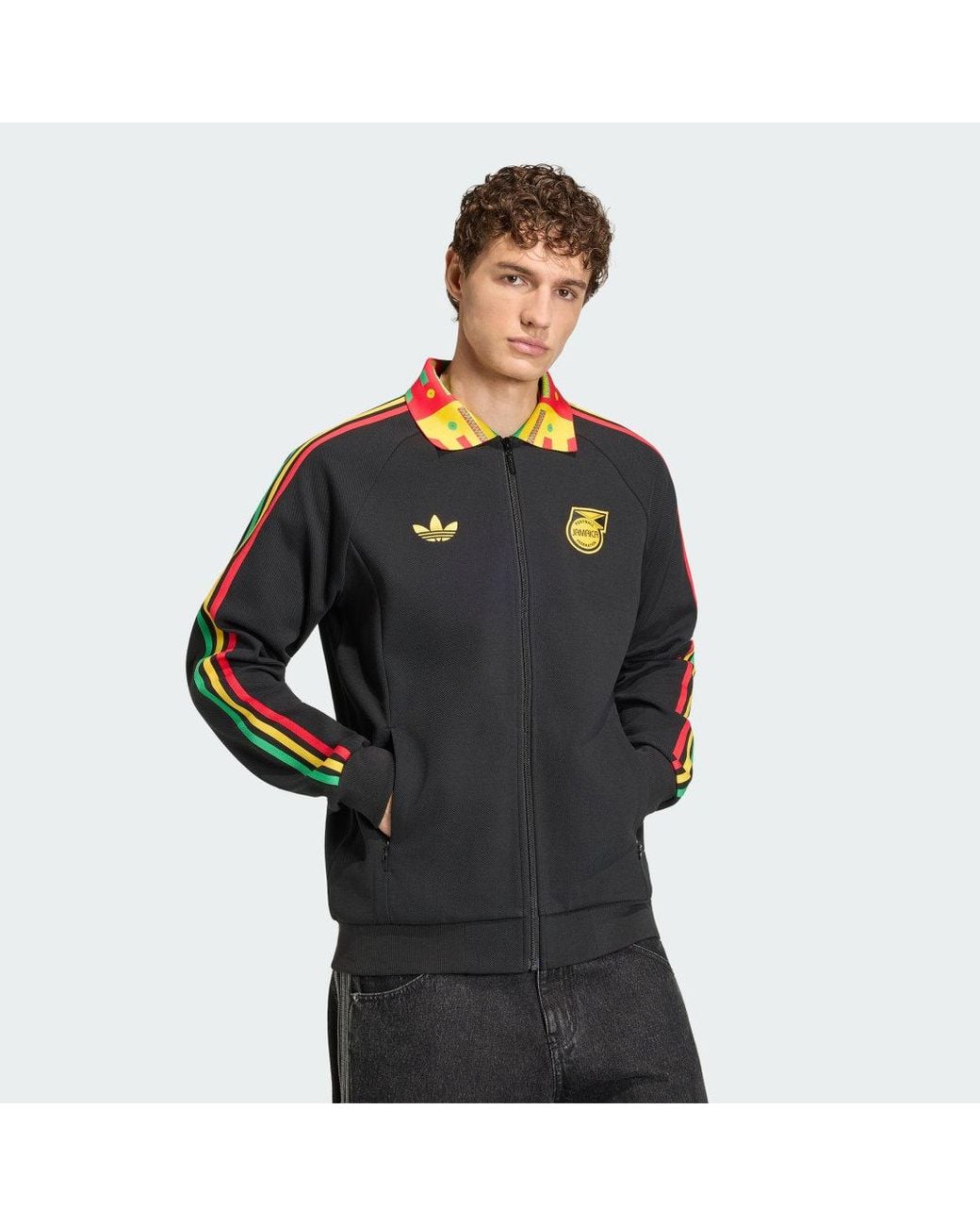 Adidas Originals Black Jamaica National Team Anthem Full-Zip Jacket for men