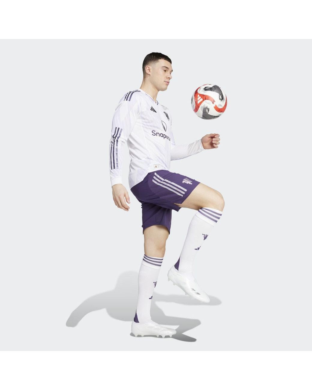 Adidas White Manchester United 25/26 Long Sleeve Away Authentic Jersey for men