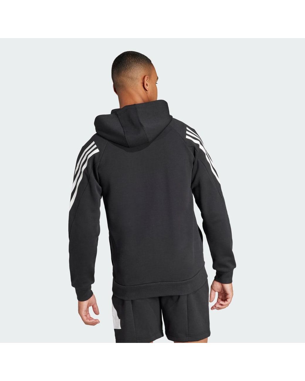 Adidas Black Future Icons 3-Stripes Full Zip Hoodie for men