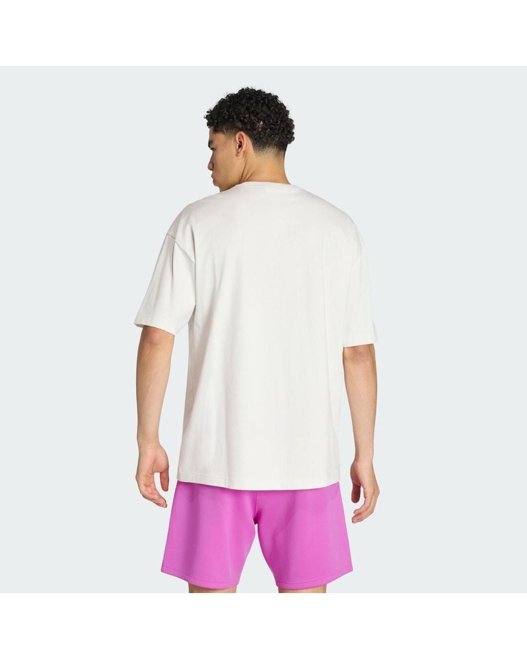 Adidas Purple Trefoil Essentials Spacer Loose T-Shirt for men