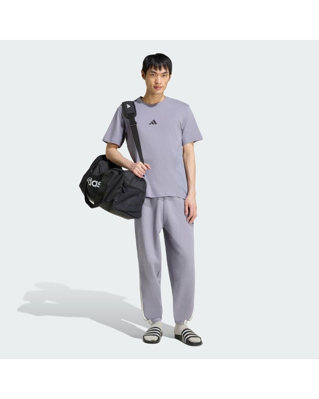Adidas Gray Kit 3-Stripes Regular Cuffed Joggers for men