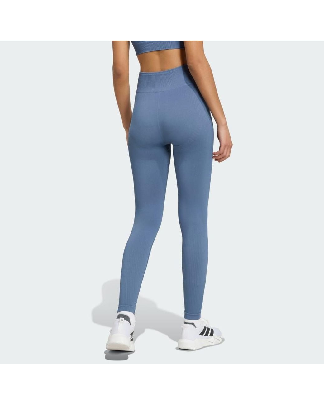 Adidas Blue Workout Essentials Full-Length Knit Leggings