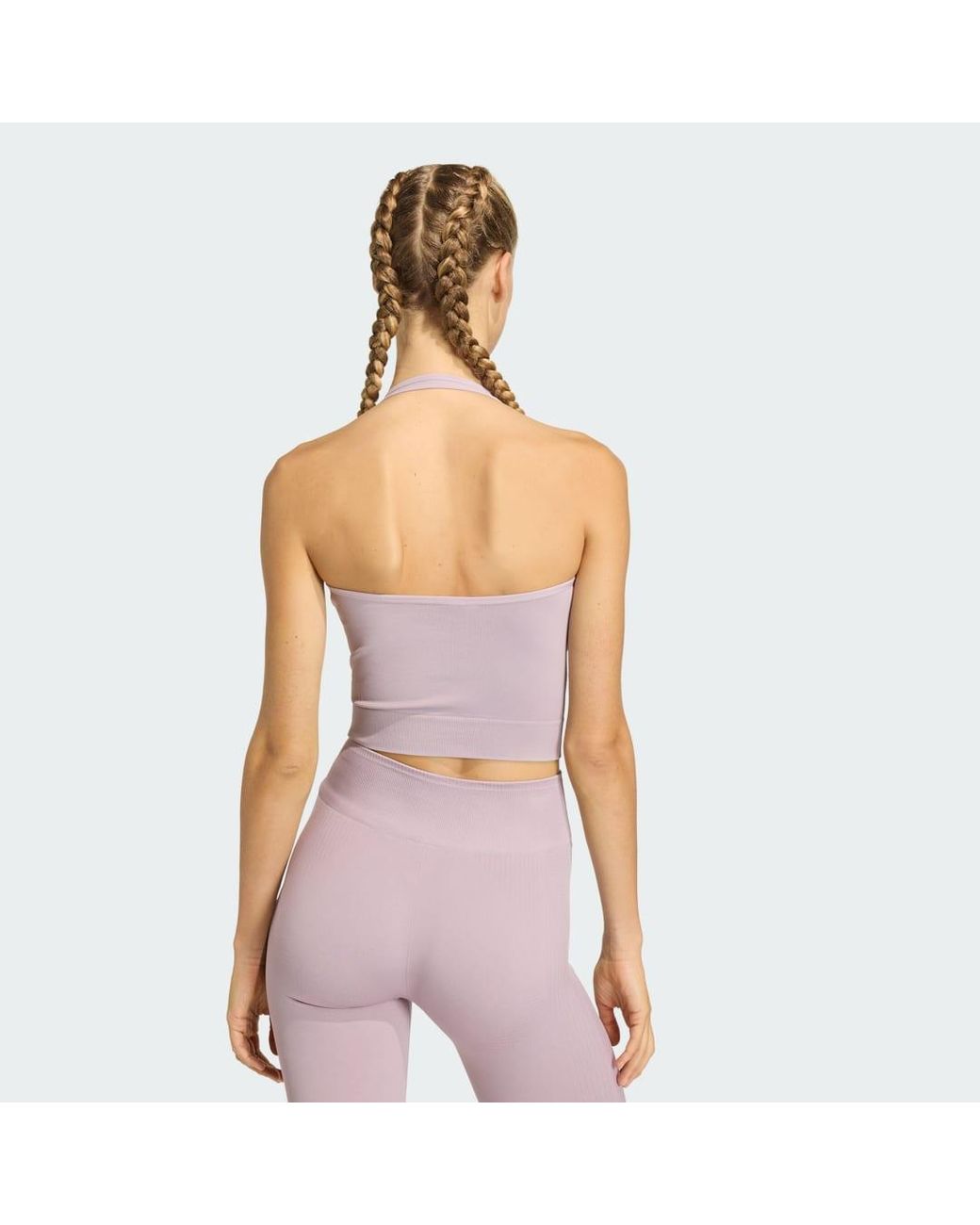 Adidas Purple Workout Essentials Knit Halterneck T-Shirt