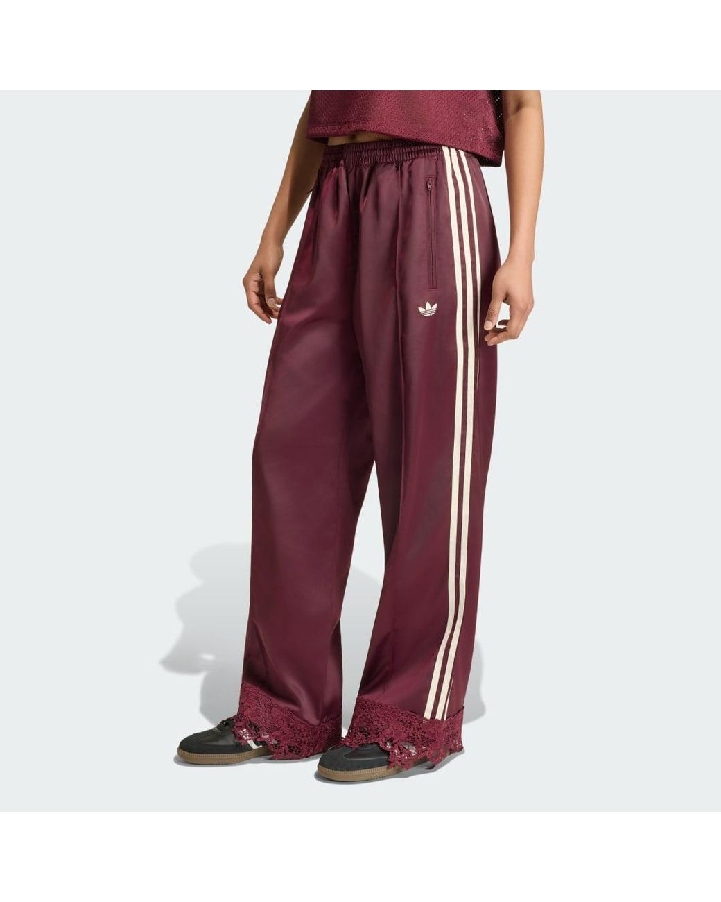 Adidas Red Originals Satin Lace Firebird Track Trousers Loose