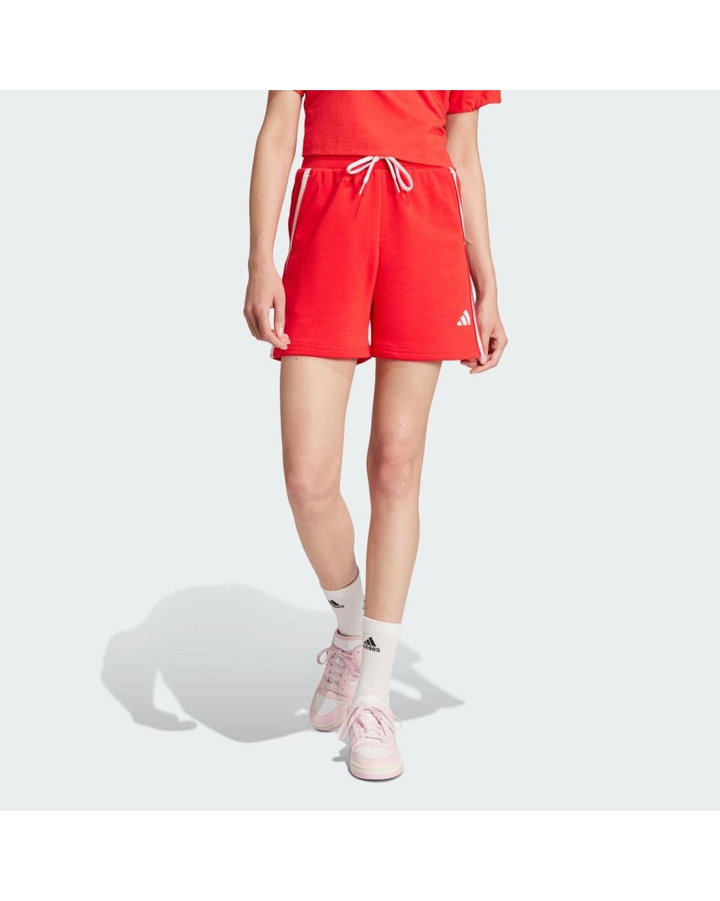 Adidas Red Essentials Color Pop French Terry Shorts