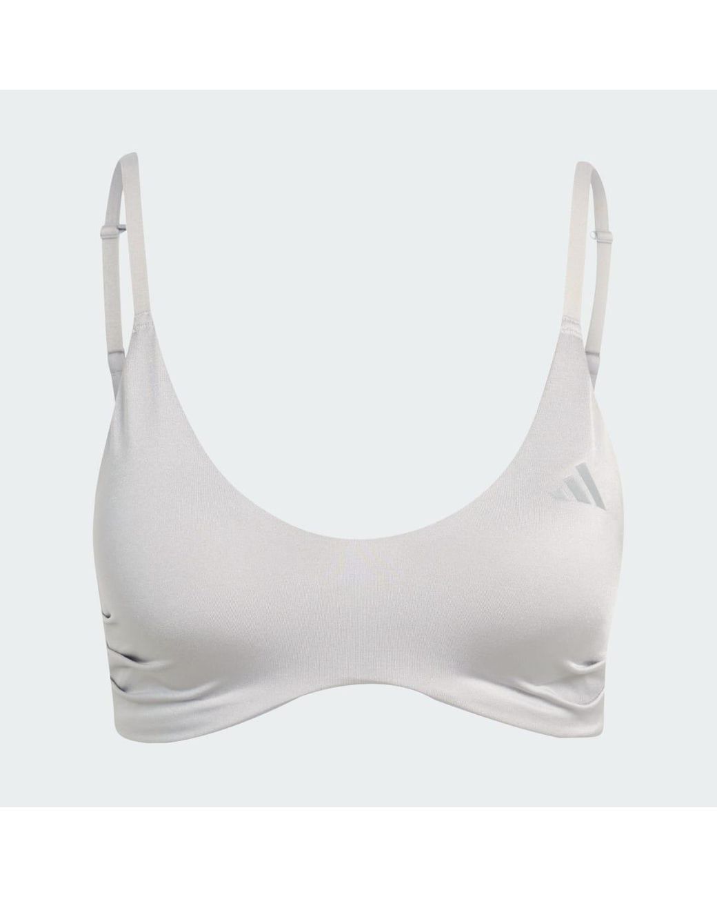 Adidas White Optime Essentials Workout Shine Light Support Bra
