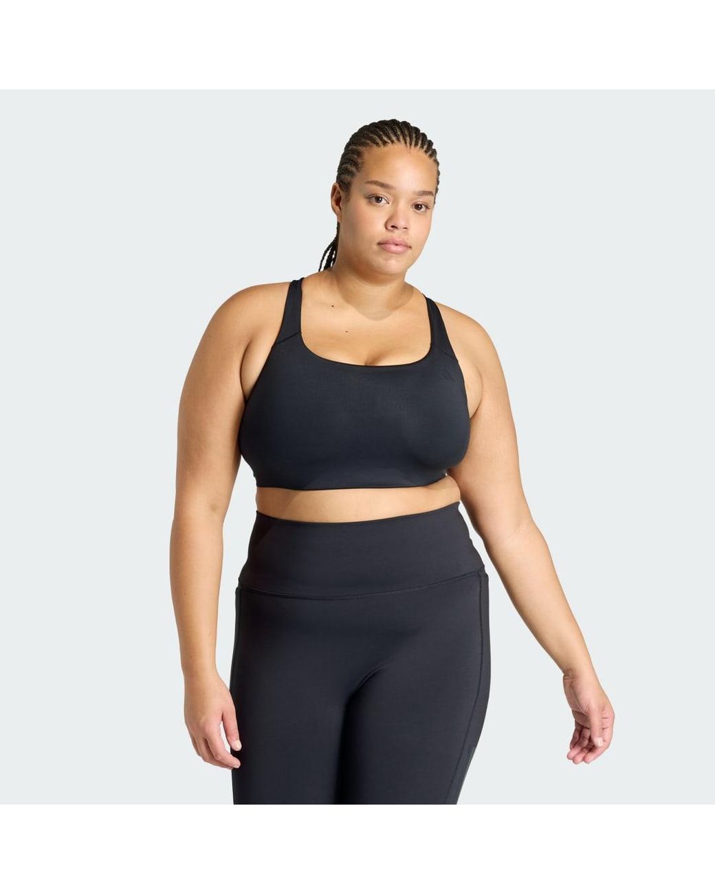 Adidas Blue Optime Workout 3-Stripes Medium Support Bra (Plus Size)