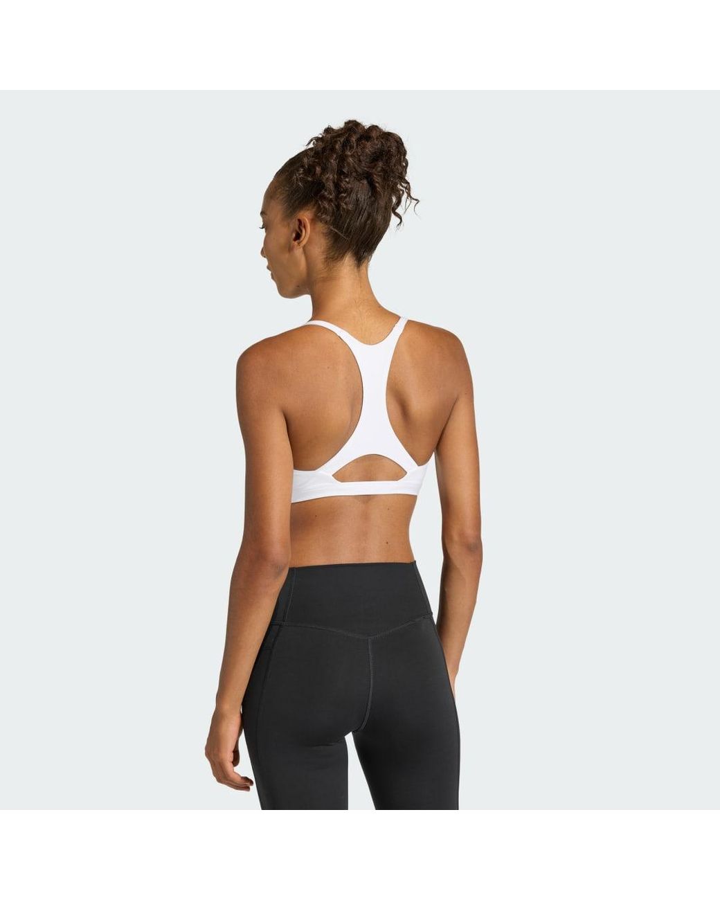 Adidas White Optime Essentials Workout Light Support Bra