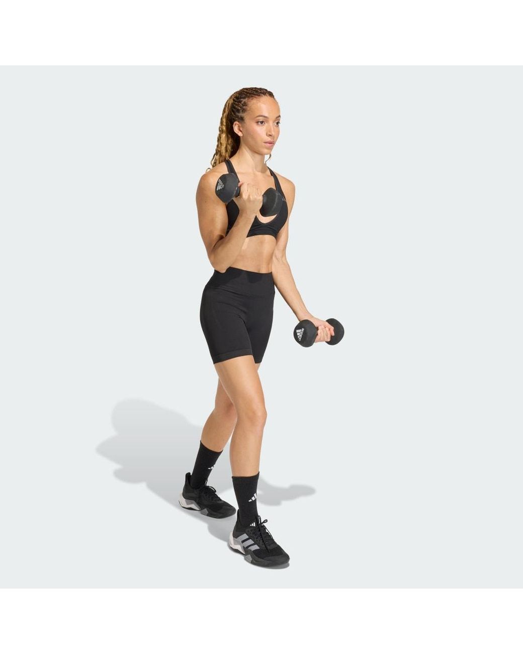 Adidas Blue Workout Essentials Knit Scrunch 5 Inch Leggings