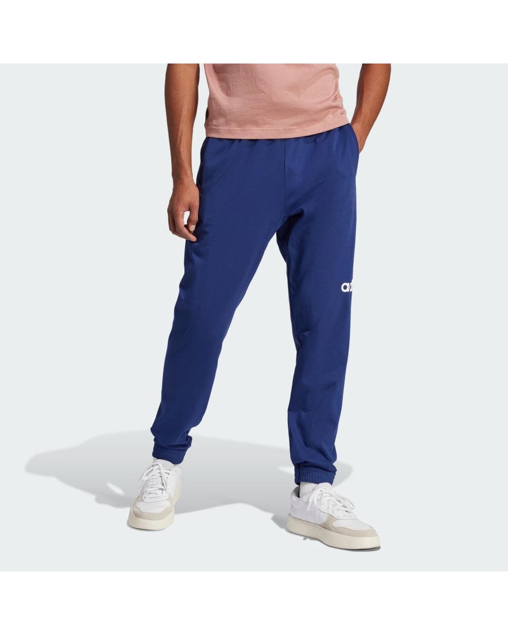 Adidas Blue Essentials Linear Single Jersey Joggers for men