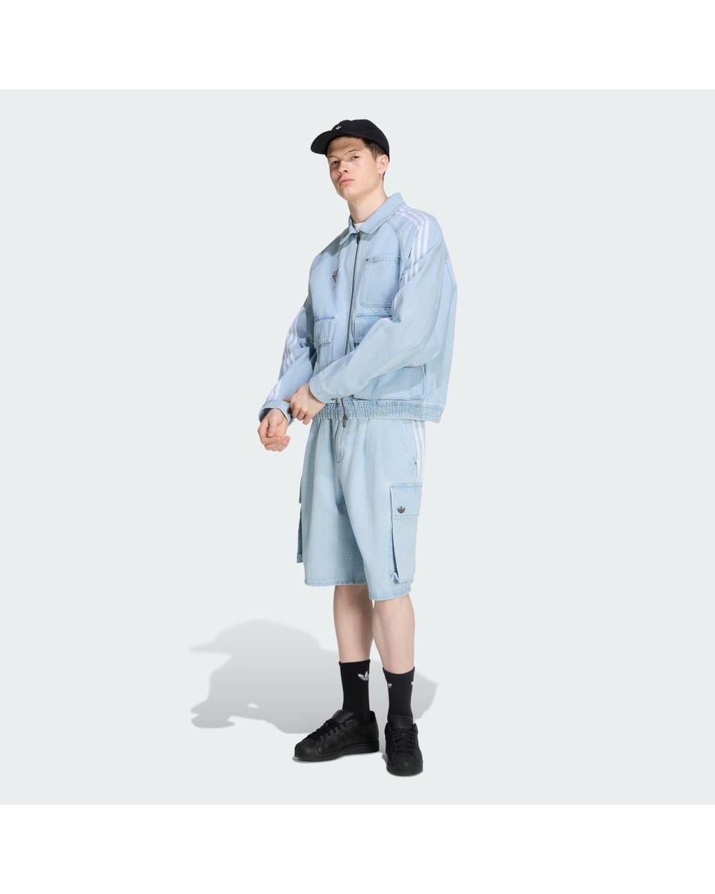 Adidas Blue Adilenium Season 5 Denim Cargo Shorts for men