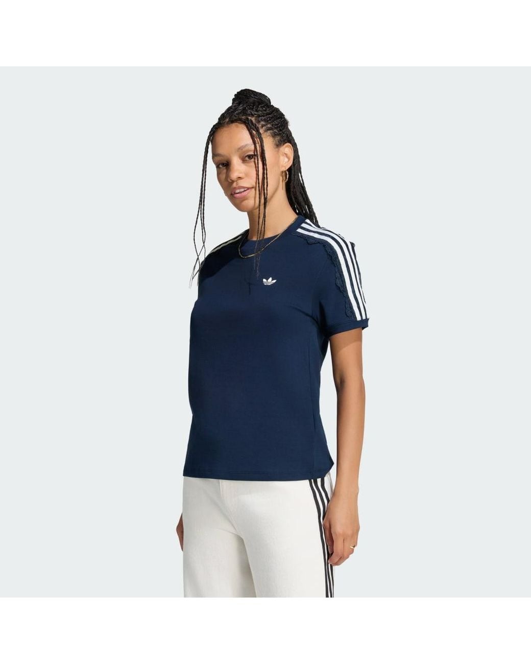 Adidas Blue Lace 3 Stripes T-Shirt