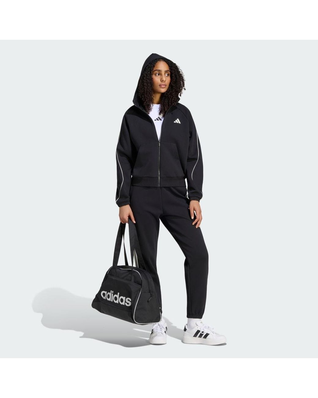 Adidas Black Stadium Small Logo Full Zip Hoodie