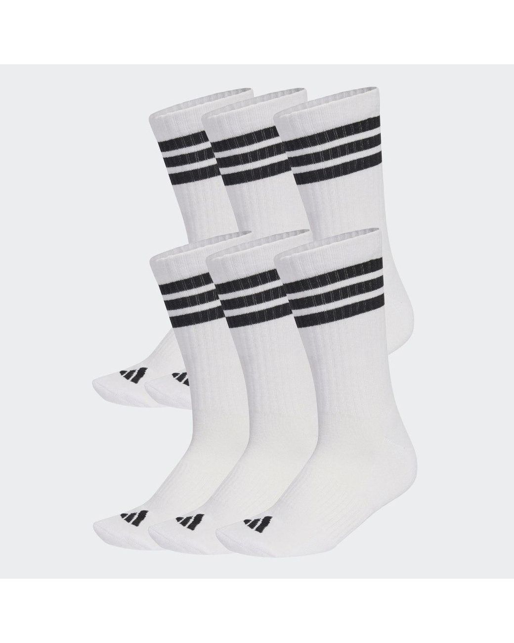 Adidas White 3-Stripes Essentials Cushioned Crew Socks 6 Pair Pack