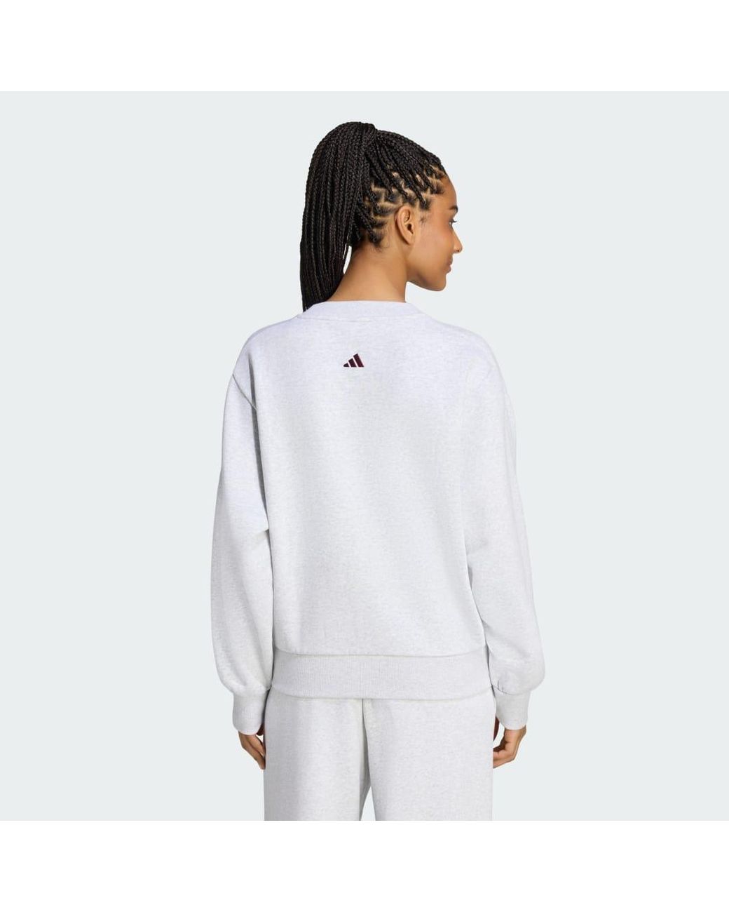Adidas White 3-Stripes Crew Sweatshirt