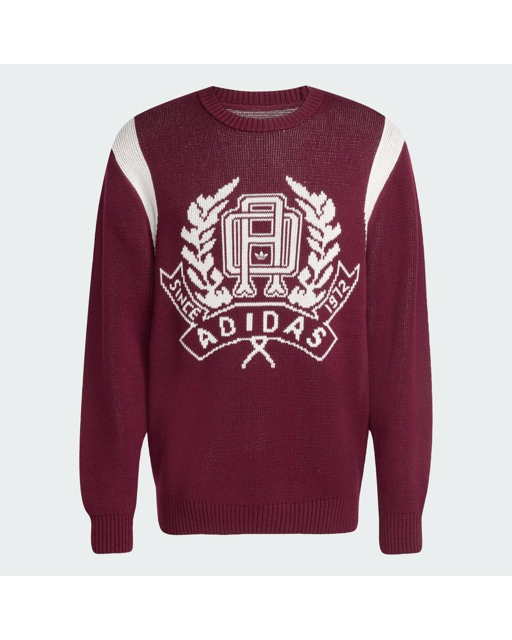 Adidas Red Regular Knitted Jumper for men