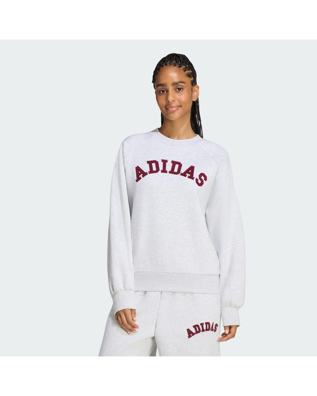 Adidas White 3-Stripes Crew Sweatshirt
