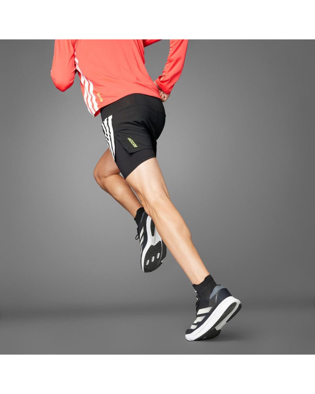 Adidas Black Adizero Running 2-In-1 Gel Pocket Shorts for men