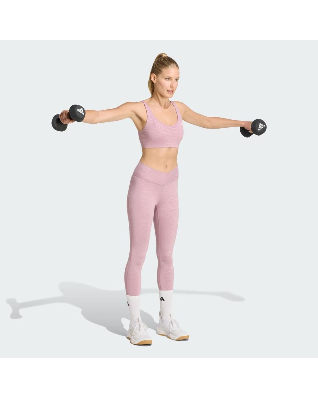 Adidas Pink All Me Essentials Graphic Light Support Bra