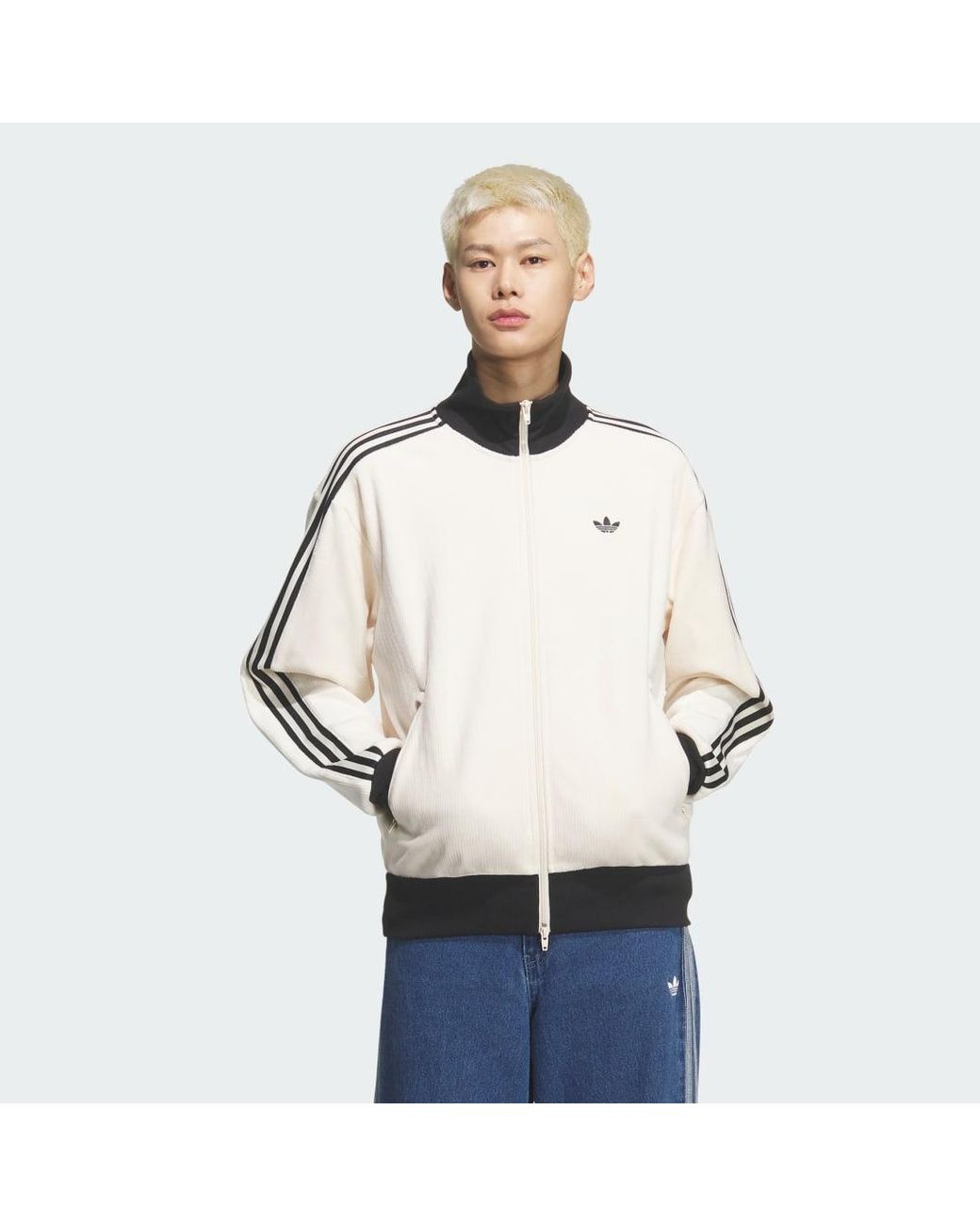 Adidas White Velour Classic Track Top