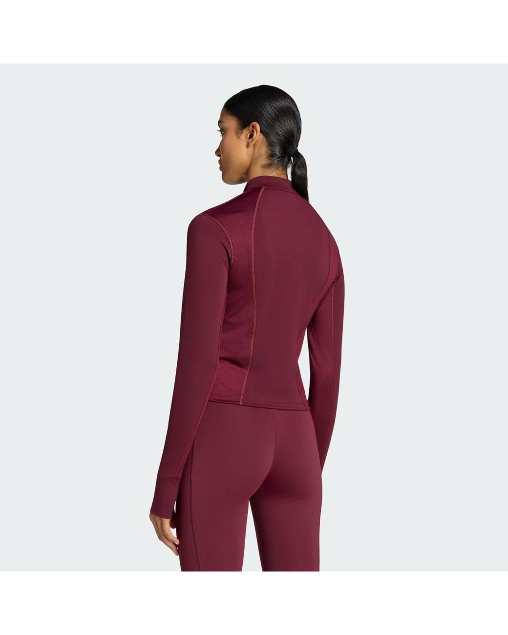 Adidas Red Primelift Essentials Workout Shine Zip Jacket