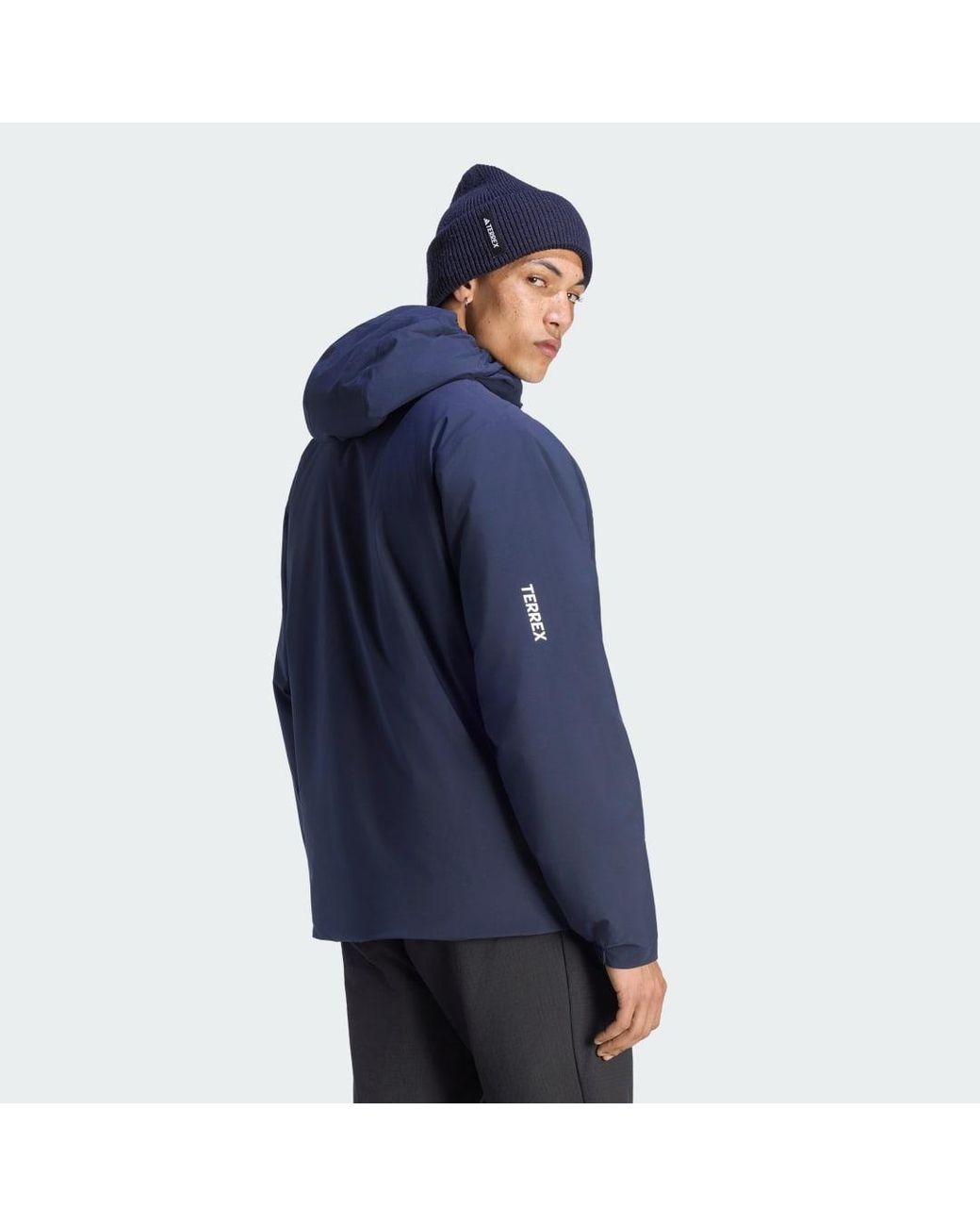 Adidas Blue Terrex Multi Essentials Climaproof Insulated Hooded Jacket for men