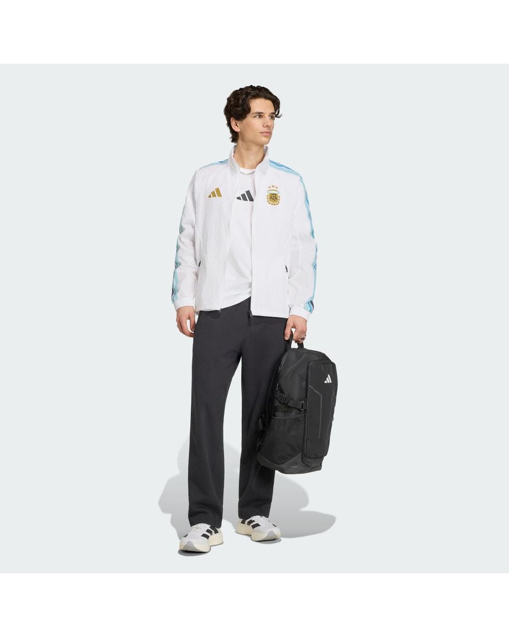 Adidas White Football Argentina Home Anthem Jacket Jz6285 for men