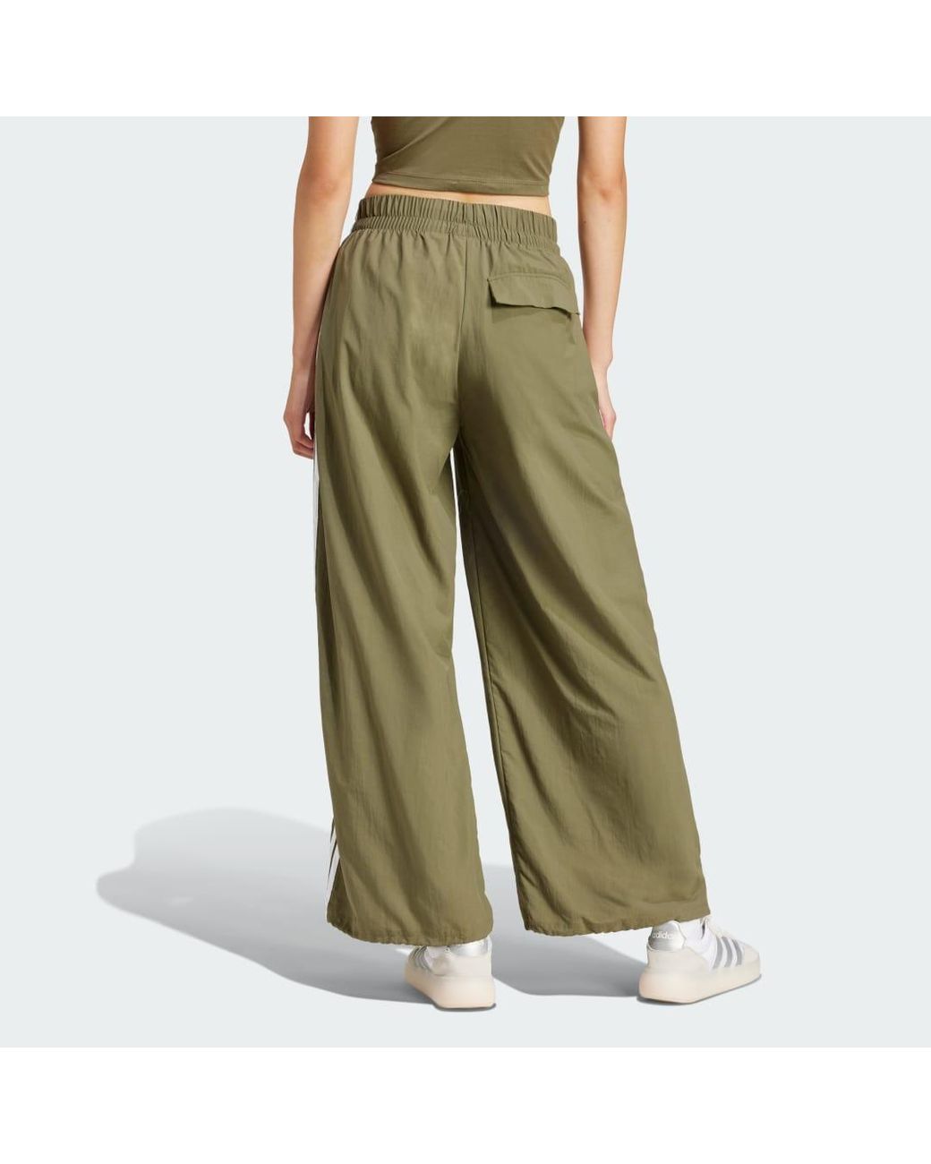 Adidas Green Essentials 3-Stripes Lifestyle Woven Parachute Tracksuit Bottoms