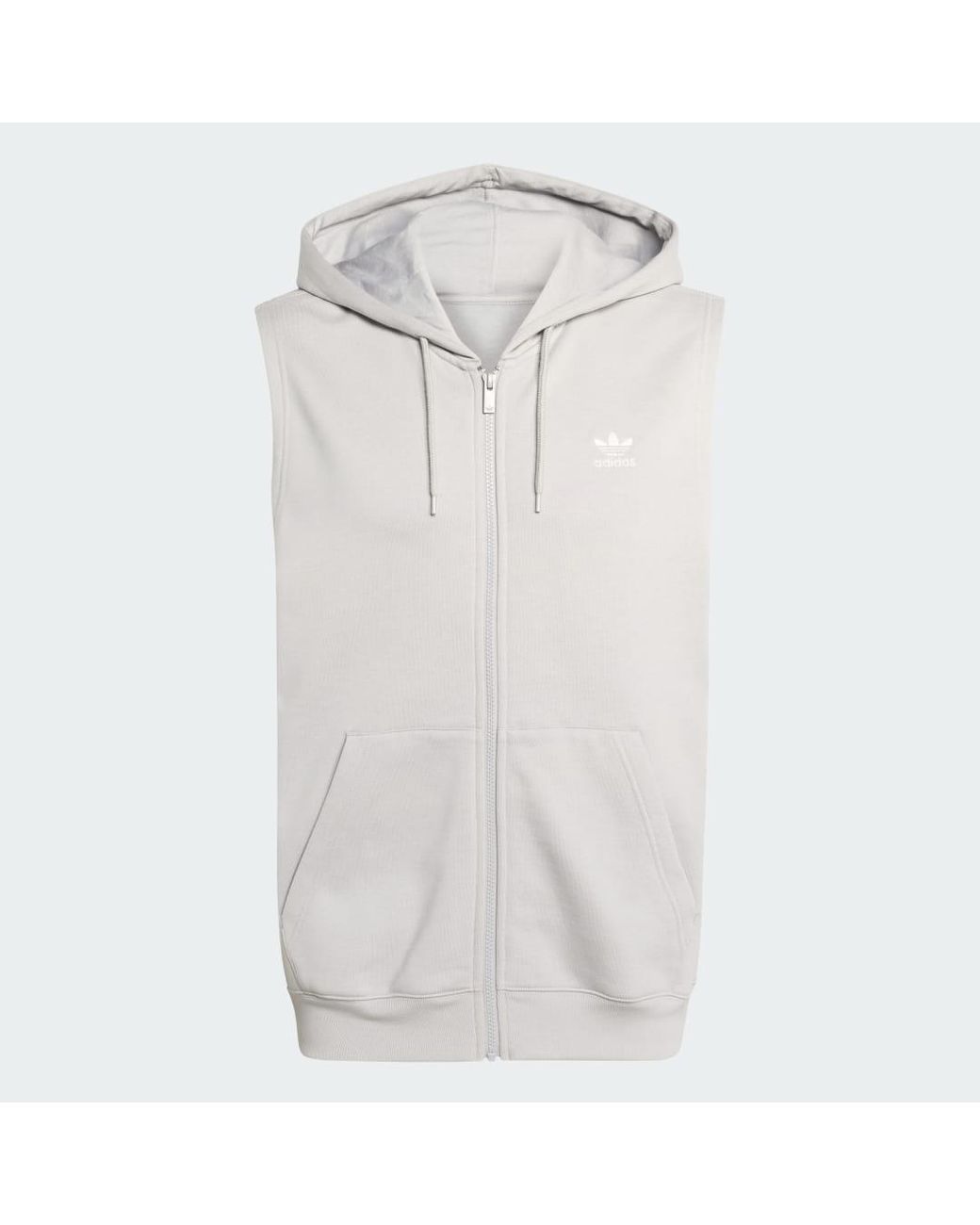 Adidas White Trefoil Essentials Sleeveless Hoodie for men