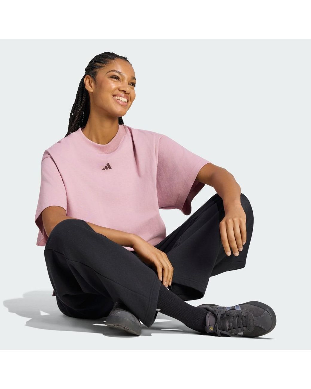 Adidas Red 3-Stripes Studio T-Shirt