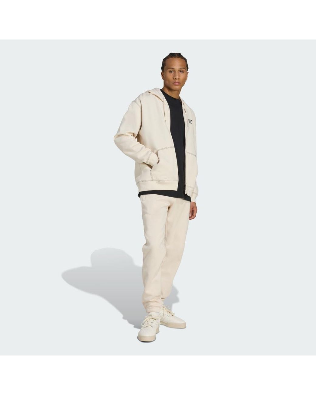 Chaqueta Con Capucha, Cremallera Y Trébol Essentials Adidas de hombre de color Natural