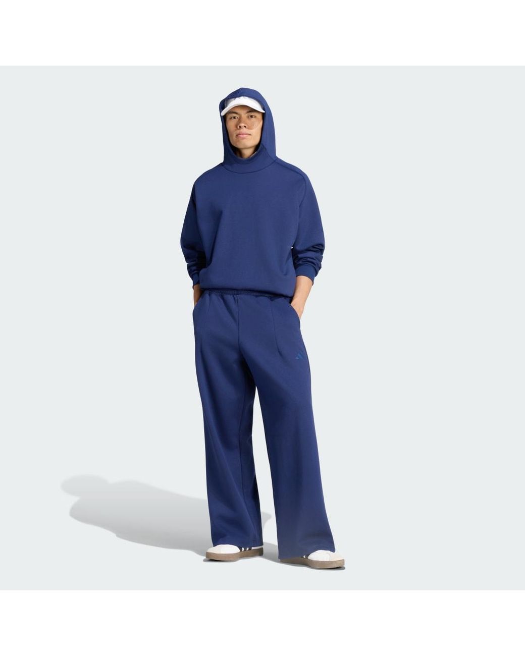 Adidas Blue Soft Lux Winter Knit Straight Leg Joggers for men