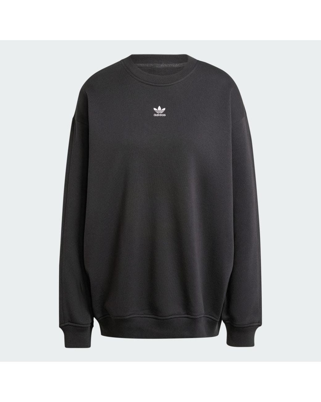 Adidas Black Essentials Fleece Long Oversized Crew Sweatshirt