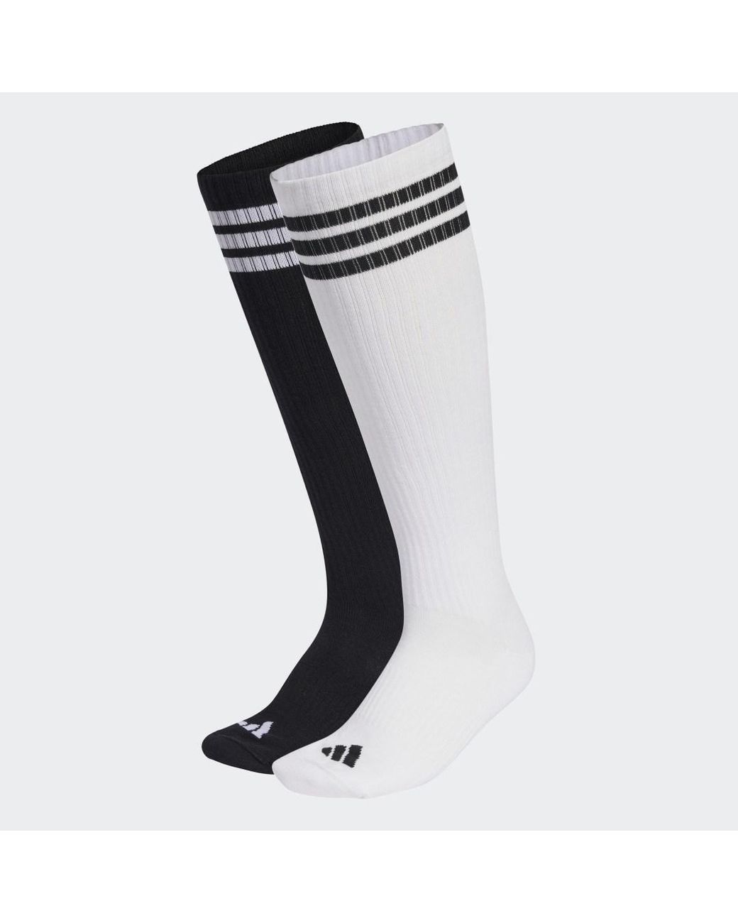Adidas Black 3 Stripes Knee Socks 2 Pair Pack